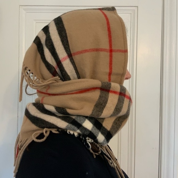 BURBERRY Rare Snood / Infinity style cashmere Scarf wool cashmere tartan plaid - Picture 1 of 8